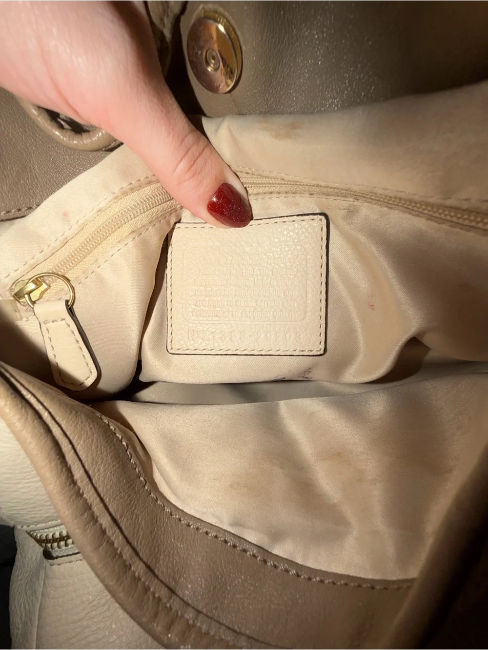 Coach Beige Croc-Embossed Canvas and Pebbled Leather Madison Shoulder Bag